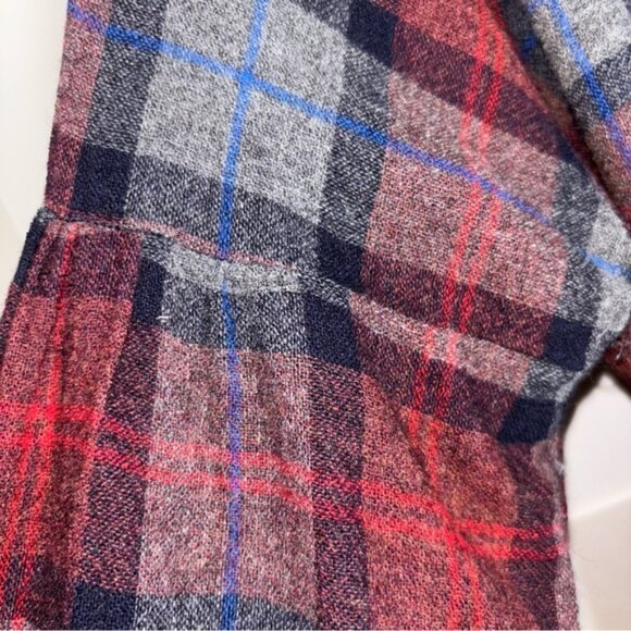 Zara Women's Medium Plaid Button Shirt V-neck Tunic Top Western Fall - Picture 7 of 8